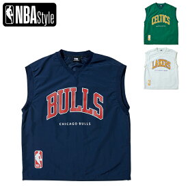 【NBA Style】ウーブン アーチレタリング スリーブレストップス Boston Celtics Chicago Bulls Los Angeles Lakers