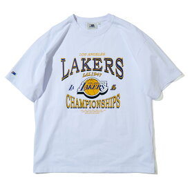 NBA Style LAL チャンピオンシップ アーチグラフィック ハーフTシャツ ロサンゼルス レイカーズ Los Angeles Lakers Tシャツ メンズ