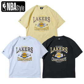 NBA Style LAL チャンピオンシップ アーチグラフィック ハーフTシャツ ロサンゼルス レイカーズ Los Angeles Lakers Tシャツ メンズ