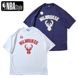 NBA Style MIL ビッグロゴ チーム ハーフTシャツ ミルウォーキー バックス Milwaukee Bucks Tシャツ メンズ