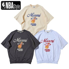 NBA Style MIA ビッグプリント ハーフ スウェットシャツ マイアミ ヒート Miami Heat Tシャツ メンズ