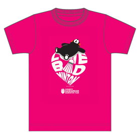 くまもと再春館製薬所バドミントンチーム ハートTシャツくまモンver.(ダークピンク)