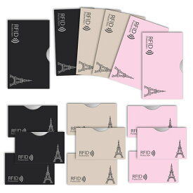 LOE(ロエ) カードケース RFID 磁気 スキミング 防止 クレカ & 通帳 サイズ(エッフェル塔柄）