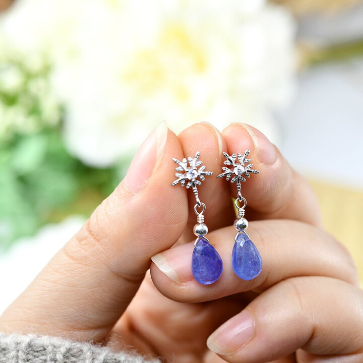 楽天市場】タンザナイト＆雪の結晶のピアス イヤリング 12月誕生石  