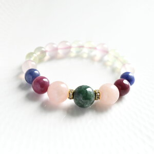 人生の成功を守護する奇跡の石 翡翠 タンザナイト モルガナイト ロードナイト ピンクカルセドニー プレナイト 6種類天然石のブレスレット天然石 パワーストーン ハンドメイド オーダー可