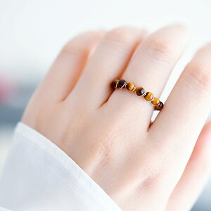 繁栄と富を象徴する タイガーアイの手編み指輪 ピンキーリング 1本  ハンドメイド RALULU.SHU