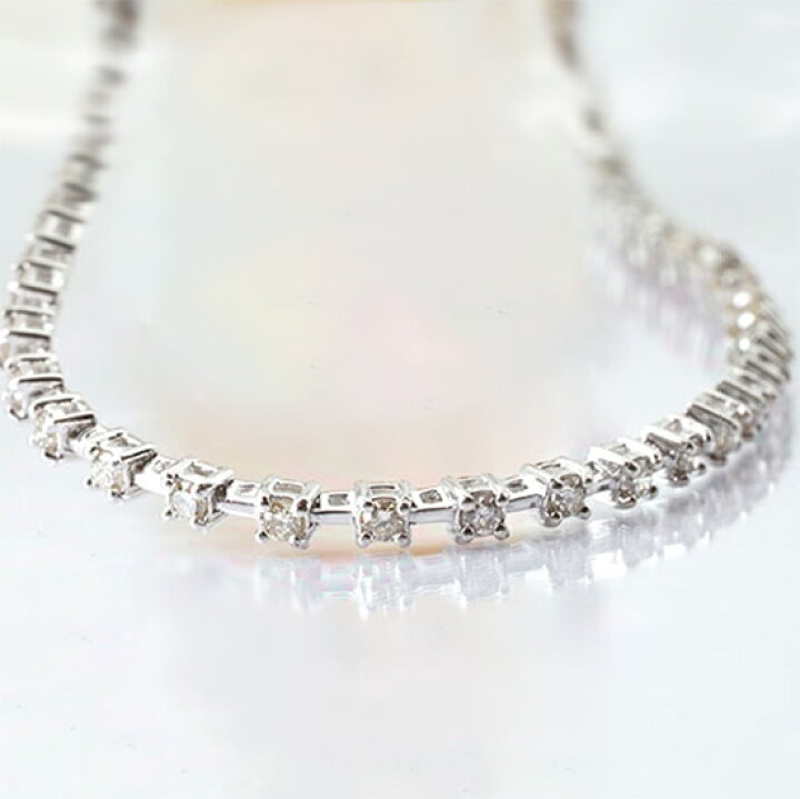 楽天市場】K18WG 天然ダイヤモンド テニスブレスレット 1カラット  