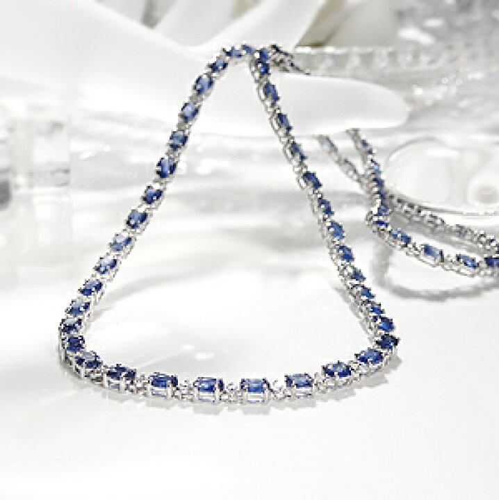 楽天市場】K18WGサファイヤ＆ダイヤモンドネックレス 10カラット  