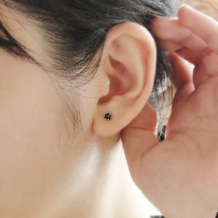 楽天市場】片耳用K18WG 0.15カラットブラックダイヤモンドピアス 0.15 