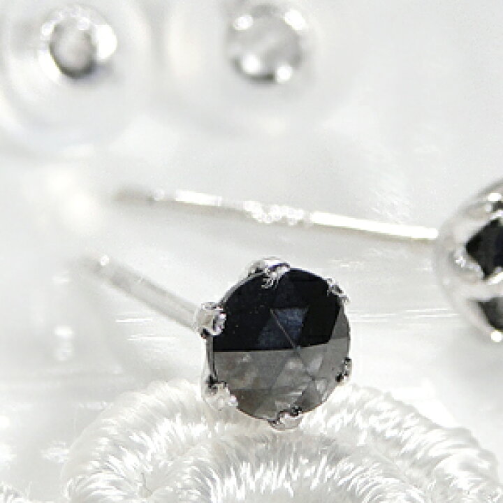 楽天市場】K18WGホワイトゴールド 0.30ct ブラックダイヤモンドピアス 