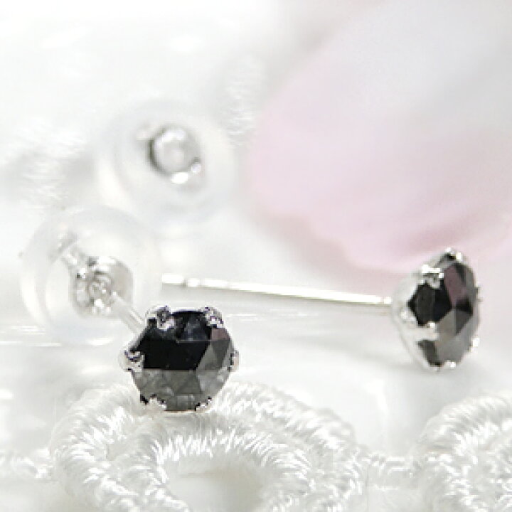 楽天市場】K18WGホワイトゴールド 0.30ct ブラックダイヤモンドピアス 