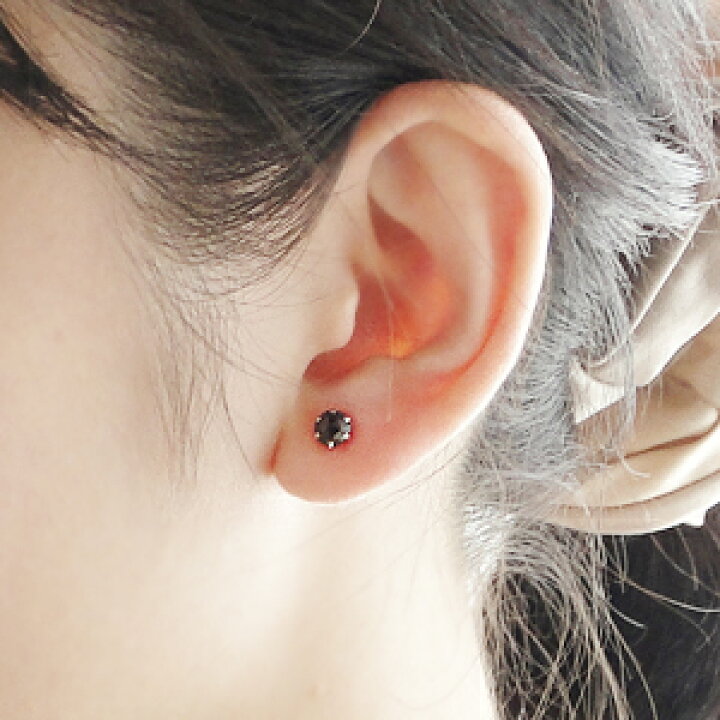 楽天市場】K18WGホワイトゴールド片耳用0.35ct ブラックダイヤモンド 