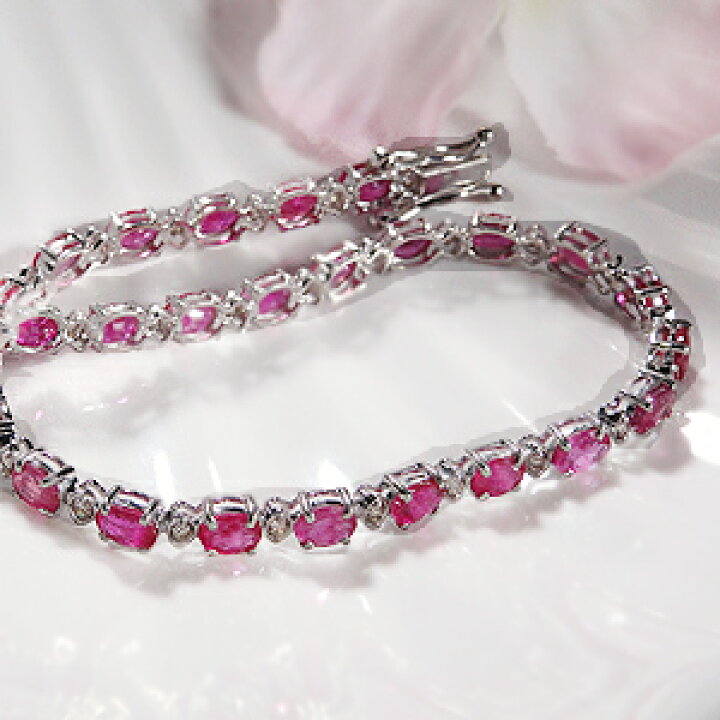 楽天市場】K18WG天然ルビー4ct＆ダイヤモンドブレスレット 