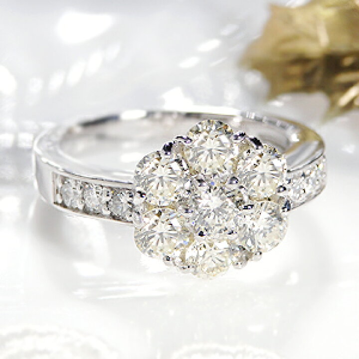 楽天市場】PT900フラワーモチーフ ダイヤモンド2カラットリング  