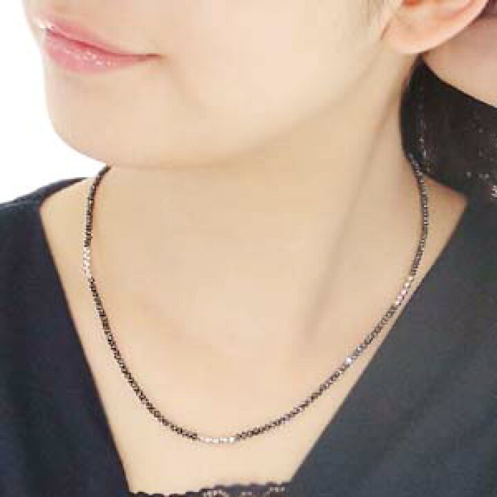 楽天市場】【K18WG】ブラックダイヤモンドデザインネックレス20ct 