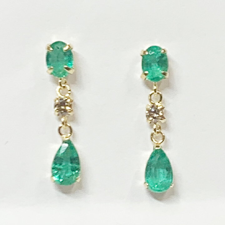 楽天市場】K18 エメラルド ダイヤ入り ピアス 揺れるブラタイプ 18金  