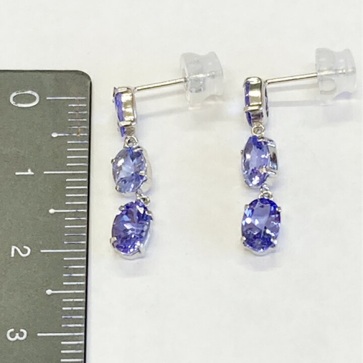 楽天市場】PT900 タンザナイト3連ブラタイプピアス 両耳トータル2.50 