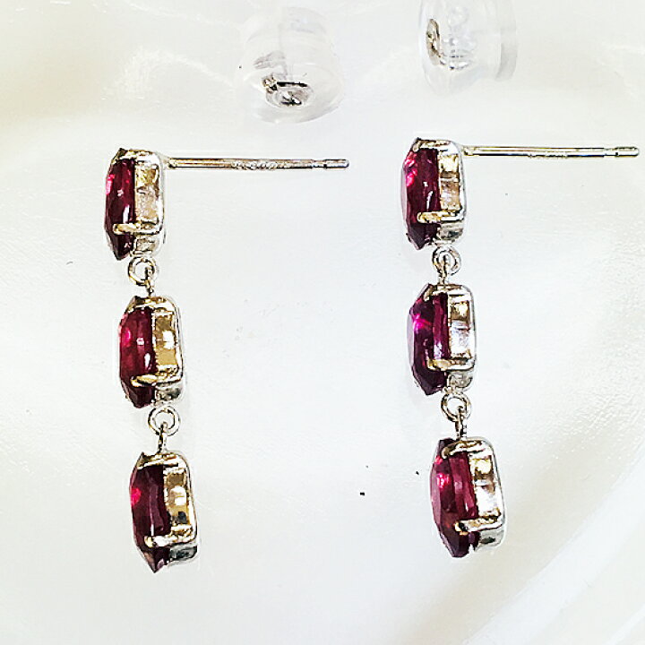 楽天市場】PT900 ルビー3連ブラタイプピアス 両耳トータル3カラット  