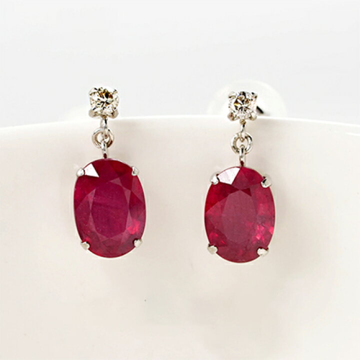 楽天市場】PT900 大粒ルビーピアス トータル2カラット(1ct×2 