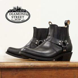 【DIAMOND STREET ダイヤモンドストリート】メンズブーツ リングブーツ ウエスタンブーツ エンジニアブーツ（ds-307) グッドイヤーウェルト製法 メンズ レザー 革靴 紳士靴 サイドゴア ショートブーツ