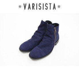 【VARISISTA ヴァリジスタ 】ダブルジップドレープ ブーツ ビブラムソール(z508) DARK NAVY ダークネイビー サイドジップブーツ Vibram sole メンズシューズ 革靴 紳士靴 日本製