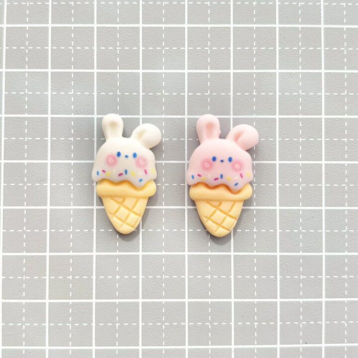 楽天市場】【1~4個】うさぎアイス デコパーツ 【全2色】 26mm×14mm 