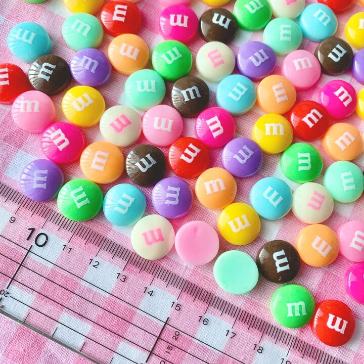 楽天市場】【1~14個】 mチョコ デコパーツ 【全14色】 直径14mm 樹脂 