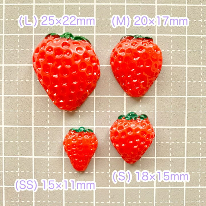 楽天市場】【1個】 Lカット苺 デコパーツ 【全4サイズ】25×22mm 樹脂 