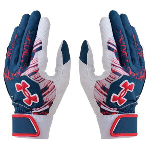 UNDER ARMOUR アンダーアーマー 手袋 UAクリーンアップ バッティンググローブ 両手用 ベースボール メンズ Midnight Navy/White/Red 6001310