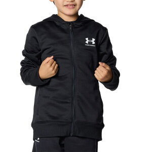 UNDER ARMOUR アンダーアーマー UAテック テリー フルジップ フーディー ジュニア 2024年秋冬 トレーニングウエア パーカー 吸汗速乾 Black/White 1381170