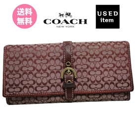 【送料無料】翌日発送【 コーチ COACH ジップ長財布 ボルドー ロゴ キャンバス×レザー 】 coach 【中古】used 即納 送料込 SALE セール 本物 正規品 男女兼用【コンビニ受取対応商品】クーポン対象