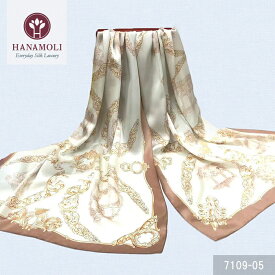 サテンロングスカーフ HANAMOLI シルク100% 絹 絹 紫外線対策 新作 シルクストール 冷房対策 シルク小物 服飾雑貨 旅行 織り お出かけ ストール 敬老の日 母の日 ギフト 7109