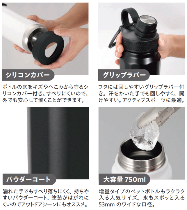 楽天市場】カクセー 正規販売店 水筒 大容量750ml ステンレスボトル