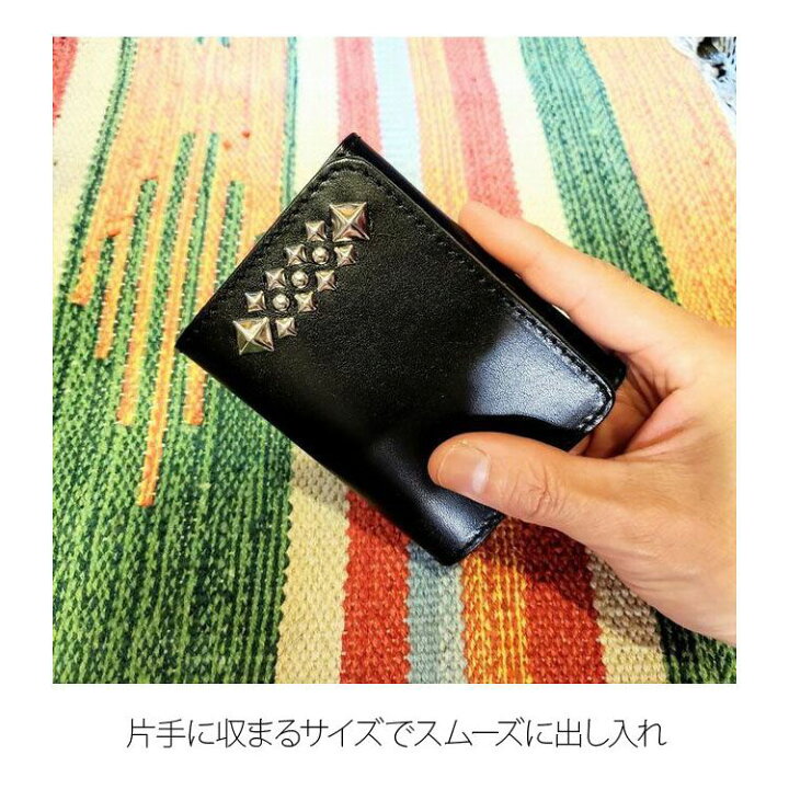 楽天市場】日本製 栃木レザー 財布 USAスタッズ コンパクト財布 メンズ 