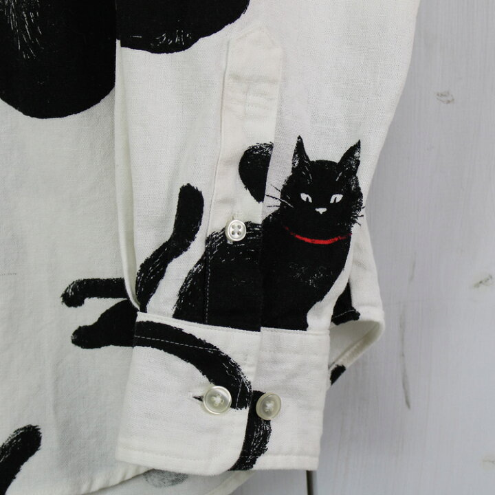 楽天市場】黒猫 シャツ 日本製 長袖 シャツ 猫 ねこ ブラウス かわいい  