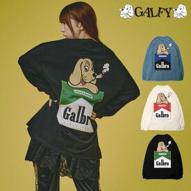 GALFY オーバーサイズ 胸ポケ ロンティー イヌ ロゴ ガルブロ レディース ロンT ガルフィー 長袖 Tシャツ ストリート カジュアル クルーネック メンズ TEE 長袖Tシャツ 天竺 ユニセックス 男女兼用 トップス 長袖トップス O.WHITE BLACK NAVY ストリート カルチャー