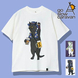 ゴースローキャラバン tシャツ メンズ ネコ ねこ 猫 半袖Tシャツ メンズ go slow caravan カットソー クルーネック Tシャツ 半袖Tシャツ 綿100% USAコットン フェス猫 TEE 白猫 黒猫 プリントT レディース 男女兼用 トップス アウトドア キャンプ 夏フェス 服装 女子 春 夏