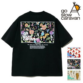 ゴースローキャラバン tシャツ メンズ 半袖Tシャツ メンズ go slow caravan カットソー クルーネック Tシャツ スクエア ロゴ プリント 半袖Tシャツ 綿100% USAコットン ユニセックス 男女兼用 トップス 黒 ブラック 白 ホワイト ナチュラル アウトドア キャンプ 夏 フェス