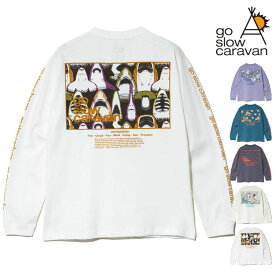 【特別価格】ゴースローキャラバン 長袖Tシャツ スクエアLOGO バックプリント メンズ Tシャツ go slow caravan カットソー クルーネック 長袖 Tシャツ 綿100% USAコットン USA/C シリーズ ロングスリーブTEE プリント レディース 男女兼用 トップス アウトドア イベント