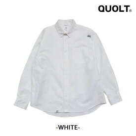 QUOLT ボタンダウンシャツ メンズ クオルト オックスフォード生地 ボタンダウン 長袖 シャツ メンズ ユニセックス 刺繍 プリント カジュアル トップス PLANT SHIRTS WHITE ホワイト バレンタイン プレゼント