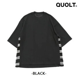 クオルト 6部袖 ニットソー メンズ Tシャツ QUOLT クルーネック ワイド Tシャツ 6部袖Tシャツ ボーダー ユニセックス 男女兼用 トップス BERLIN KNITSEW BLACK ブラック 通勤 通学 旅行 フェス 服装 プレゼント