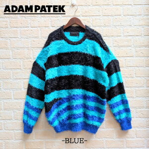 ADAMPATEK A_pebN shaggy distorted stripes crew knit ё̒VM[ I[o[TCY {[_[jbg Z[^[ JWA ꂢ X^C Y fB[X jp jZbNX 