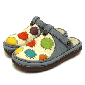 【送料無料】Estacion〜エスタシオン〜・ドット柄2way本革サボシューズ【tg247b】