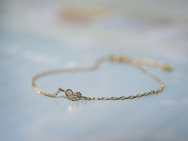 楽天市場】K18 ダイヤモンド カタリナハート ブレスレット 横広ハート  