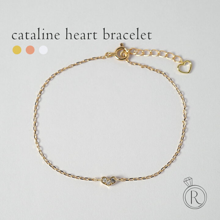 楽天市場】K18 ダイヤモンド カタリナハート ブレスレット 横広ハート  