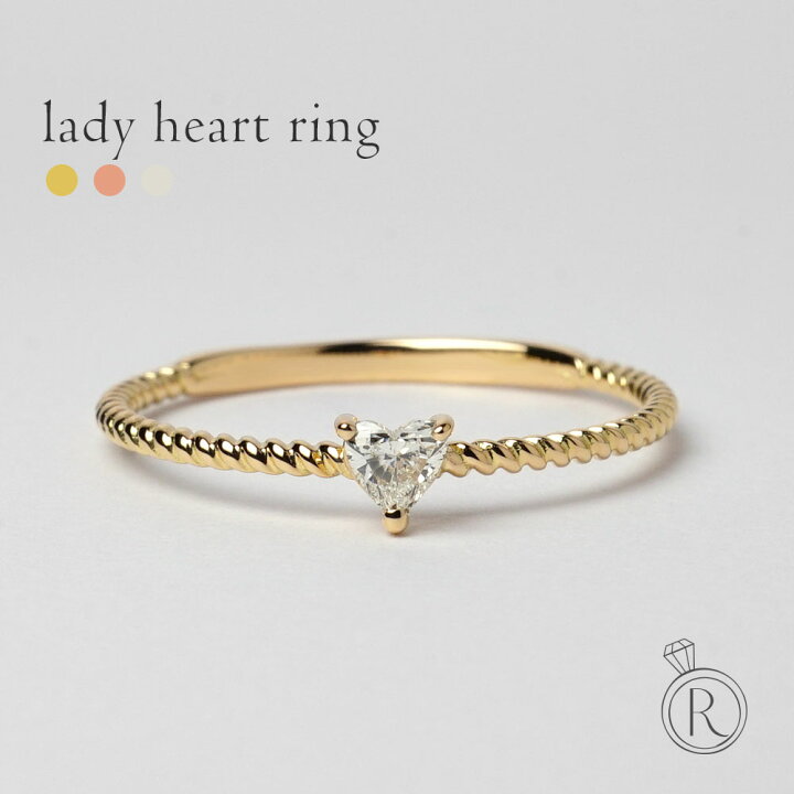 楽天市場】K18 ハートシェイプ ダイヤモンド リング Lady heart ring  