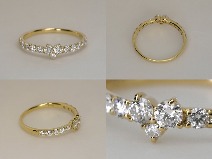 楽天市場】K18 ハートモチーフ ダイヤモンド リング 0.5ct 眩い  