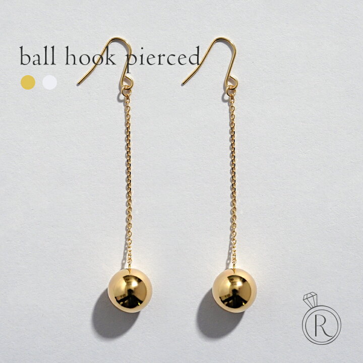 楽天市場】K18 ボール フック ピアス 8mm フックピアス 18k 18金  