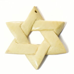 【一点物】六芒星(ダビデの星) マンモス牙 彫刻 化石 ビーズ【送料無料】