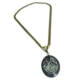 【一点物】アイヌ紋様 エリマキ 彫刻 ネックレス 源平 ウッドカービング カムイ 神威 手彫り ペンダント【送料無料♪】￢